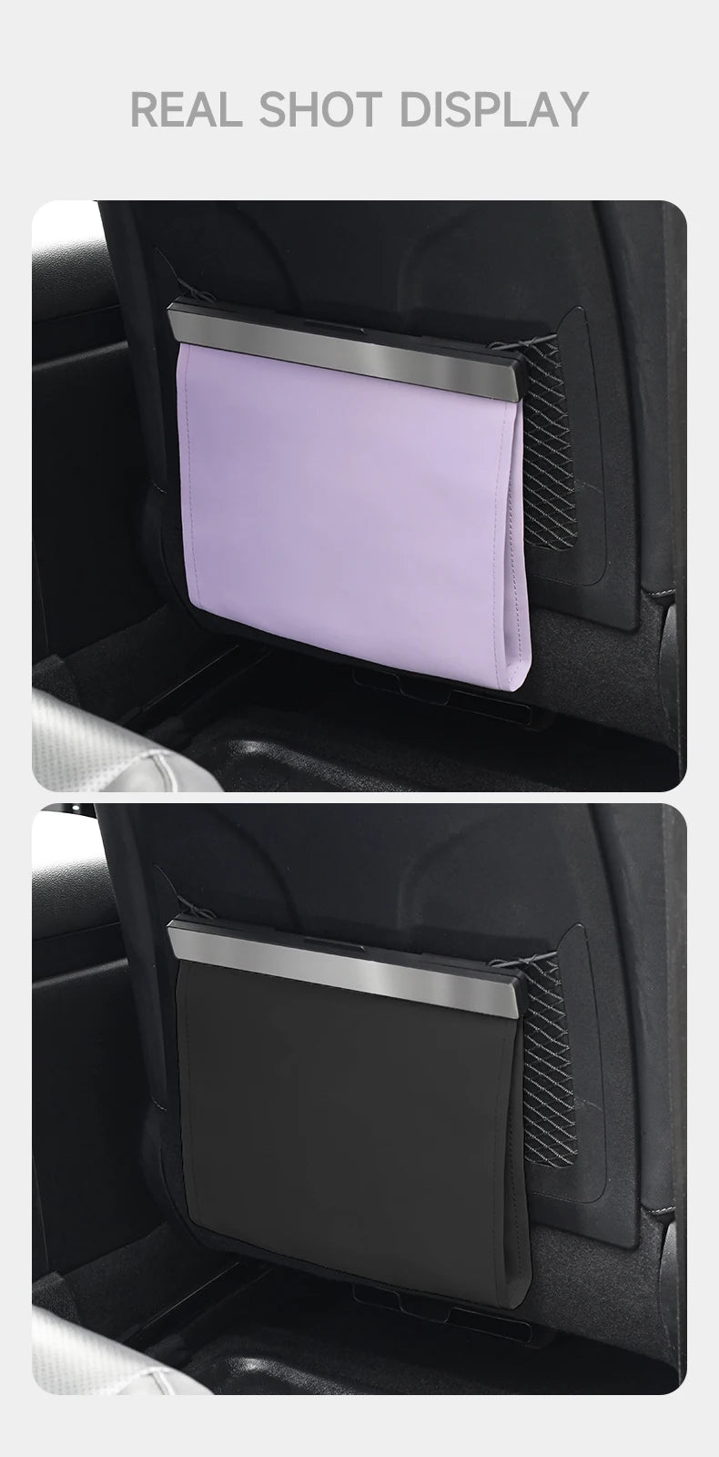 LED Hanging Magnetic Garbage Bag With Light, Waterproof PU Leather Storage Bag for Car Rear Seats, Leak-Proof Car Parts