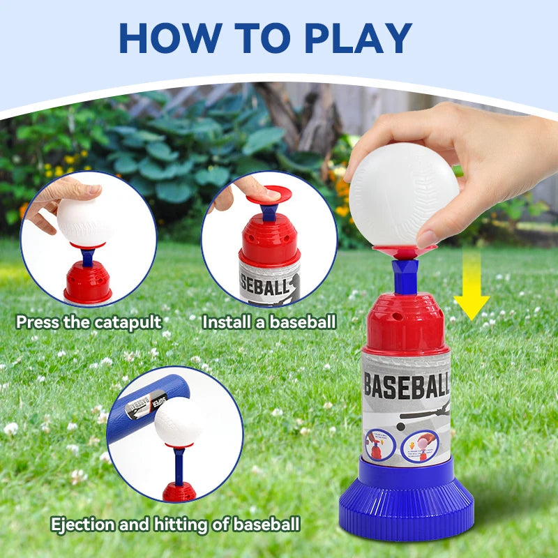 Children Baseball Ball Toys Games for 3+Year,Adjustable Automatic Pitching Baseball Machine Toy Sets for Kids Outdoor Toys Gift