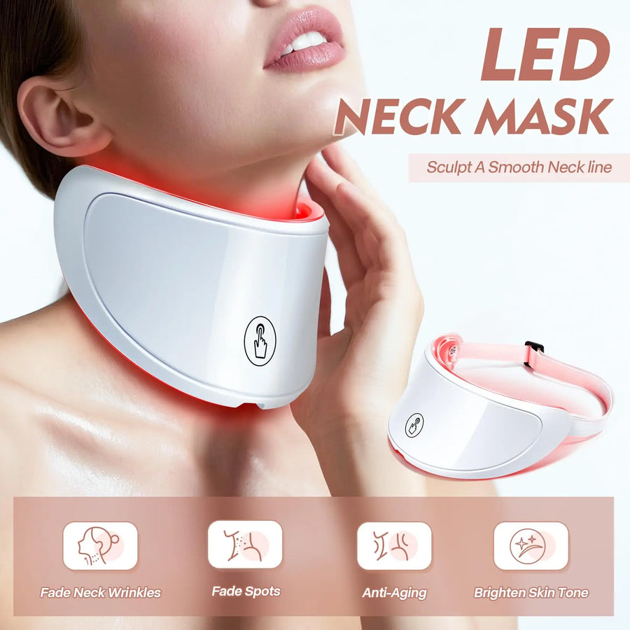 LED Neck Lift Mask | Photon Anti-Wrinkle Skin Tightening | Red & Blue Light Therapy