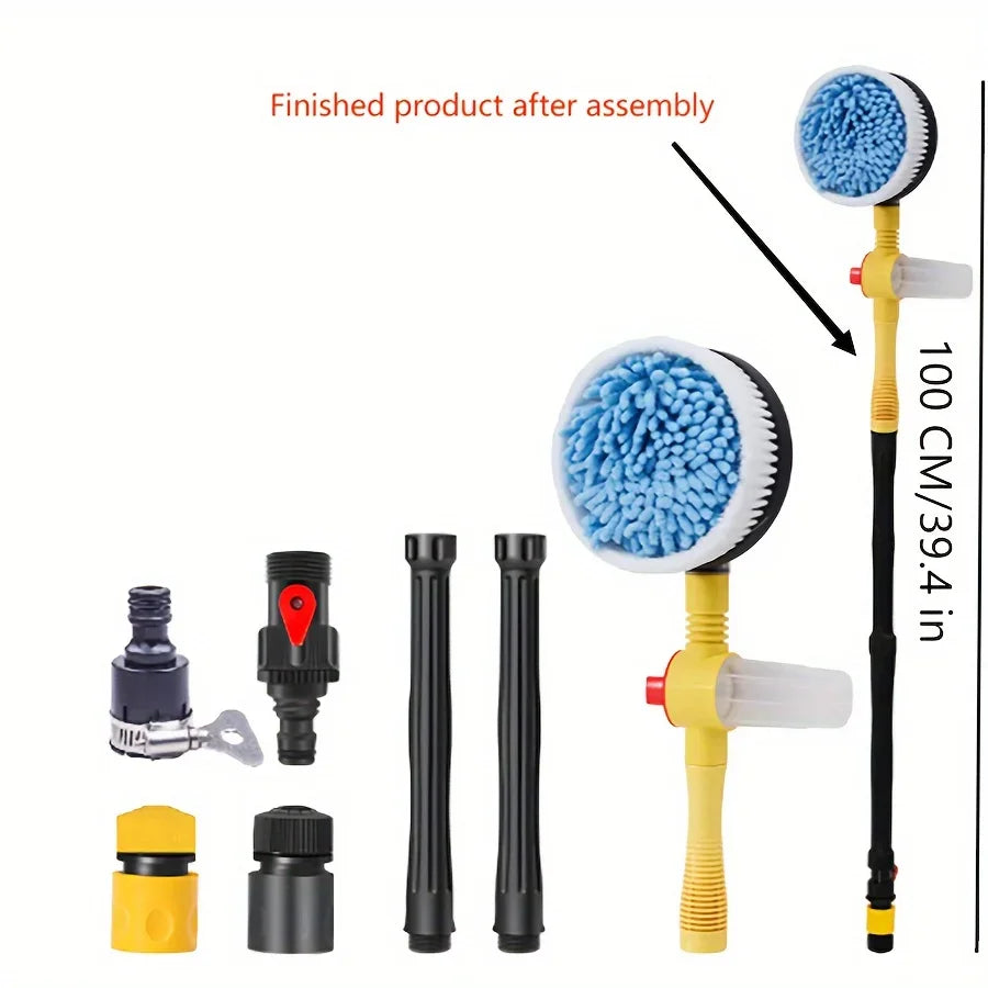360° Rotating Car Wash Brush | Auto Foam Dispenser | Soft Chenille | Scratch-Free Kit