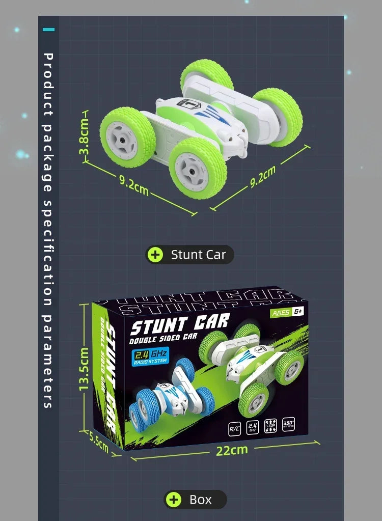 Mini RC Stunt Car GT1 | 2.4GHz Double-Sided | 360° Flip | LED Lights | Kids Gift Toy