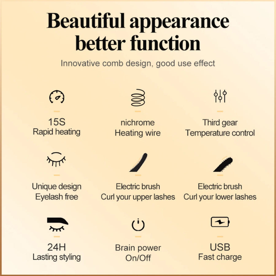 Heated Eyelash Curler | 2-in-1 USB Rechargeable | 3 Speed Modes | Long-Lasting Curl