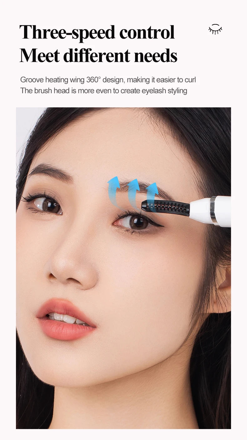 Heated Eyelash Curler | 2-in-1 USB Rechargeable | 3 Speed Modes | Long-Lasting Curl