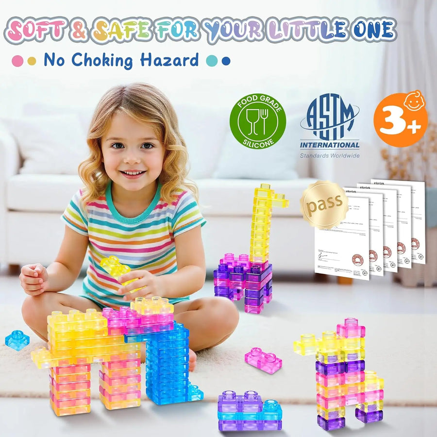 40-Piece Squishy Sensory Blocks | Soft Jelly Building Toy | Stress Relief | Kids Age 3+