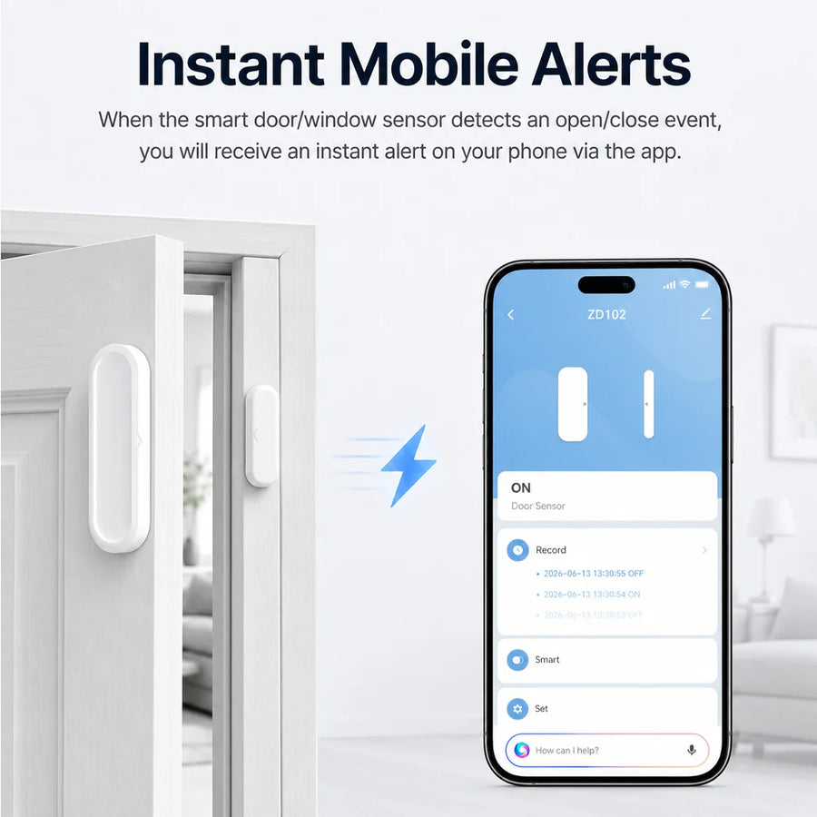 Tuya WiFi Door Window Magnetic Sensor Wireless Connection Smart Home Protection Door Detectors Automation