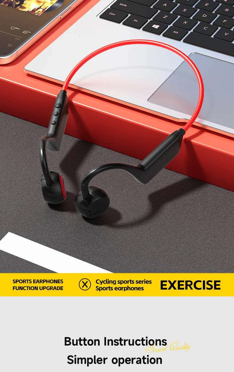 Conduction Headset Bluetooth 5.4 With Mic Waterproof Exercise Fitness Wireless Swimming Sports Headphone New 2026