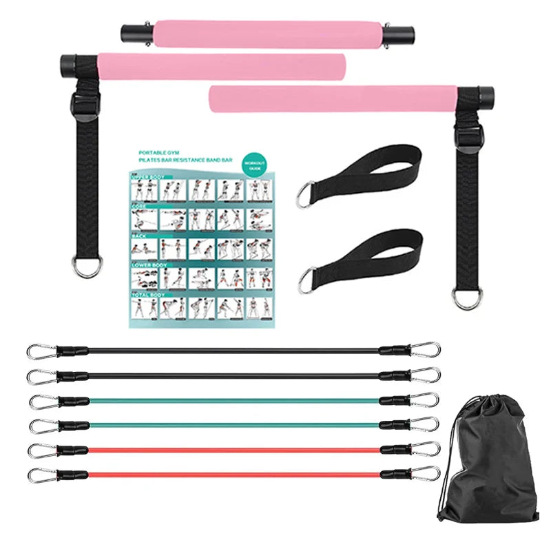 Pilates Resistance Band Kit | Portable Home Gym Set | Full Body Workout