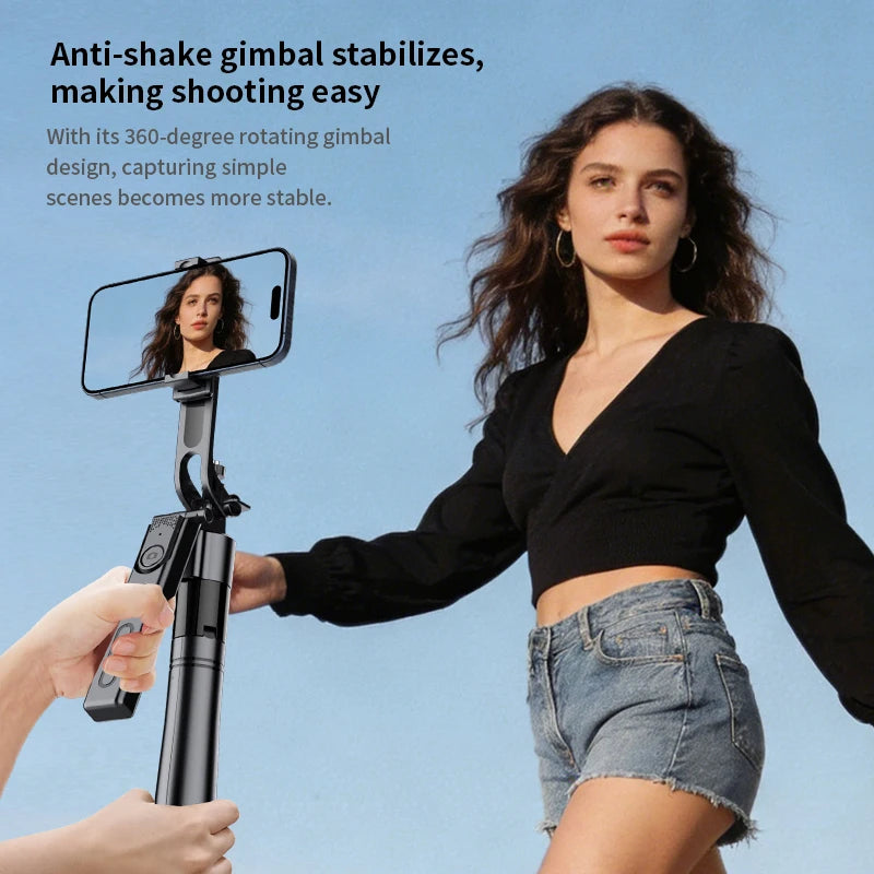 Foldable AI Tracking Gimbal | 360° Auto Rotation Selfie Stick Tripod | For Vlogging