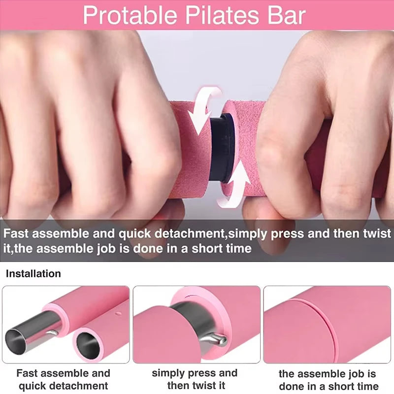 Pilates Resistance Band Kit | Portable Home Gym Set | Full Body Workout