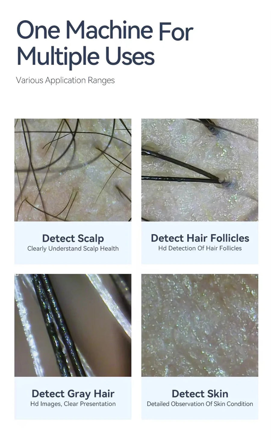New 50X-200X Magnifying Hair Follicles Scalp Detector Skin Analyzer Microscope Tool High Definition Skin Tester Support APP