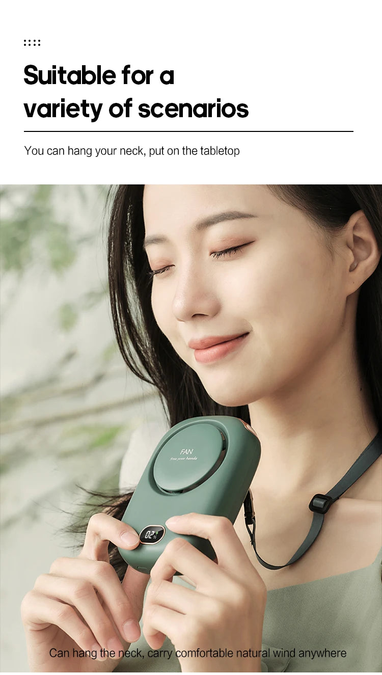 Bladeless Neck Fan | 1800mAh | 3 Speed Settings | USB Rechargeable | Hands-Free Cooling
