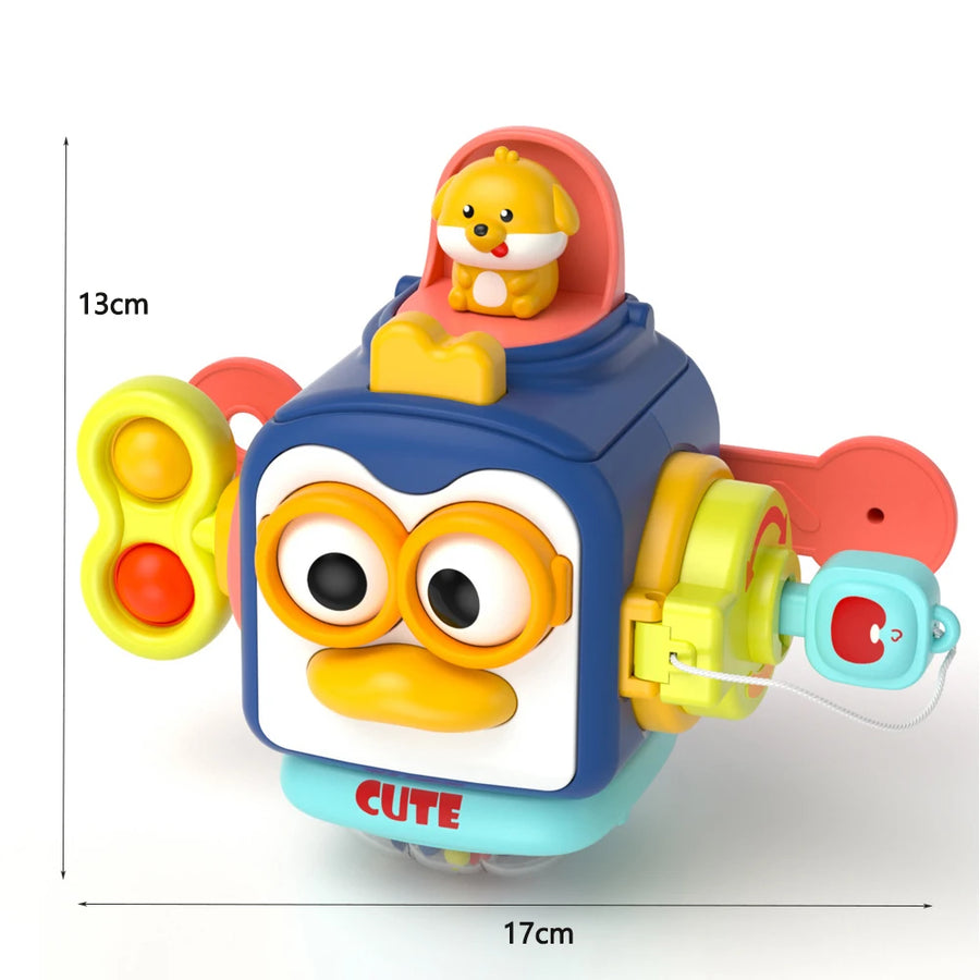 Baby Busy Board Cube Montessori Sensory Toys for Toddler Educational Learning Activities Travel Toy Lock Box Fine Motor Skill
