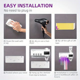 3-in-1 UV Toothbrush Sanitizer Holder | Toothpaste Dispenser | Wall-Mounted No-Drill