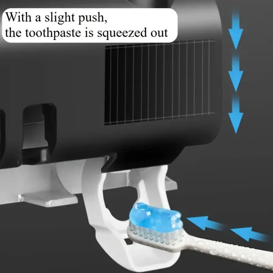 3-in-1 UV Toothbrush Sanitizer Holder | Toothpaste Dispenser | Wall-Mounted No-Drill