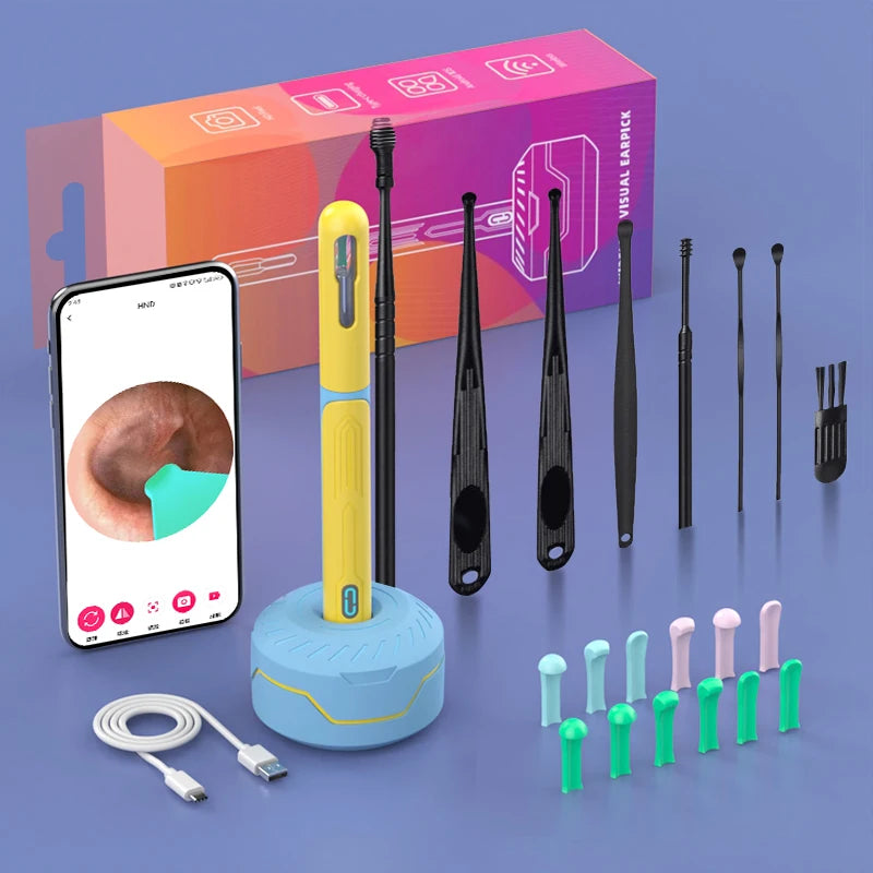 Visual Ear Cleaner Camera | 1296P HD WiFi Otoscope | Safe Ear Wax Removal Tool