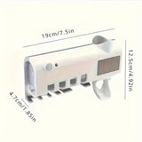 3-in-1 UV Toothbrush Sanitizer Holder | Toothpaste Dispenser | Wall-Mounted No-Drill