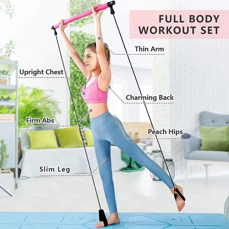 Pilates Resistance Band Kit | Portable Home Gym Set | Full Body Workout