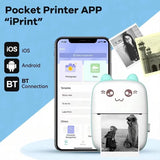 58mm Mini Portable Thermal Printer | Wireless Bluetooth | Photos, Labels & QR Codes | 200DPI | Pink & Blue