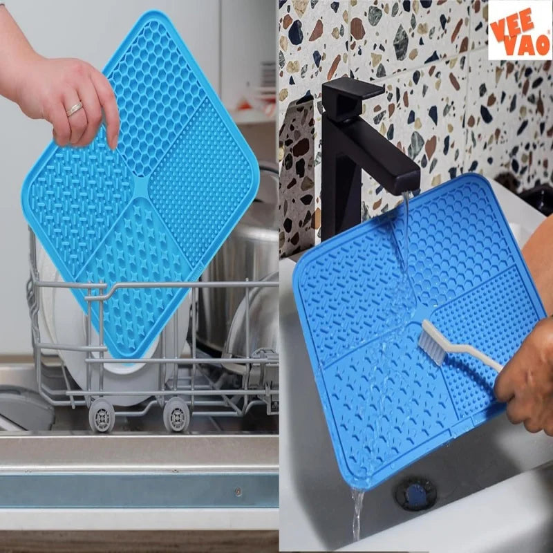 Silicone Dog Lick Mat with Suction Cup | Calming Distraction for Bath Nail Trimming | Slow Feeder for Yogurt Peanut Butter