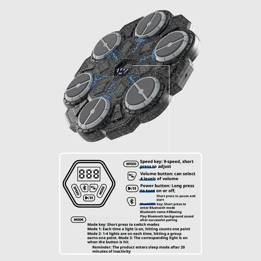 Smart Music Boxing Machine | Wall-Mounted | Bluetooth | LED Lights | 9 Speeds | Kids & Adults