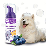 No Rinse Dog Cat Dry Shampoo Foam - Waterless Cleaning for Puppies Kittens, Deodorizing & Refreshing