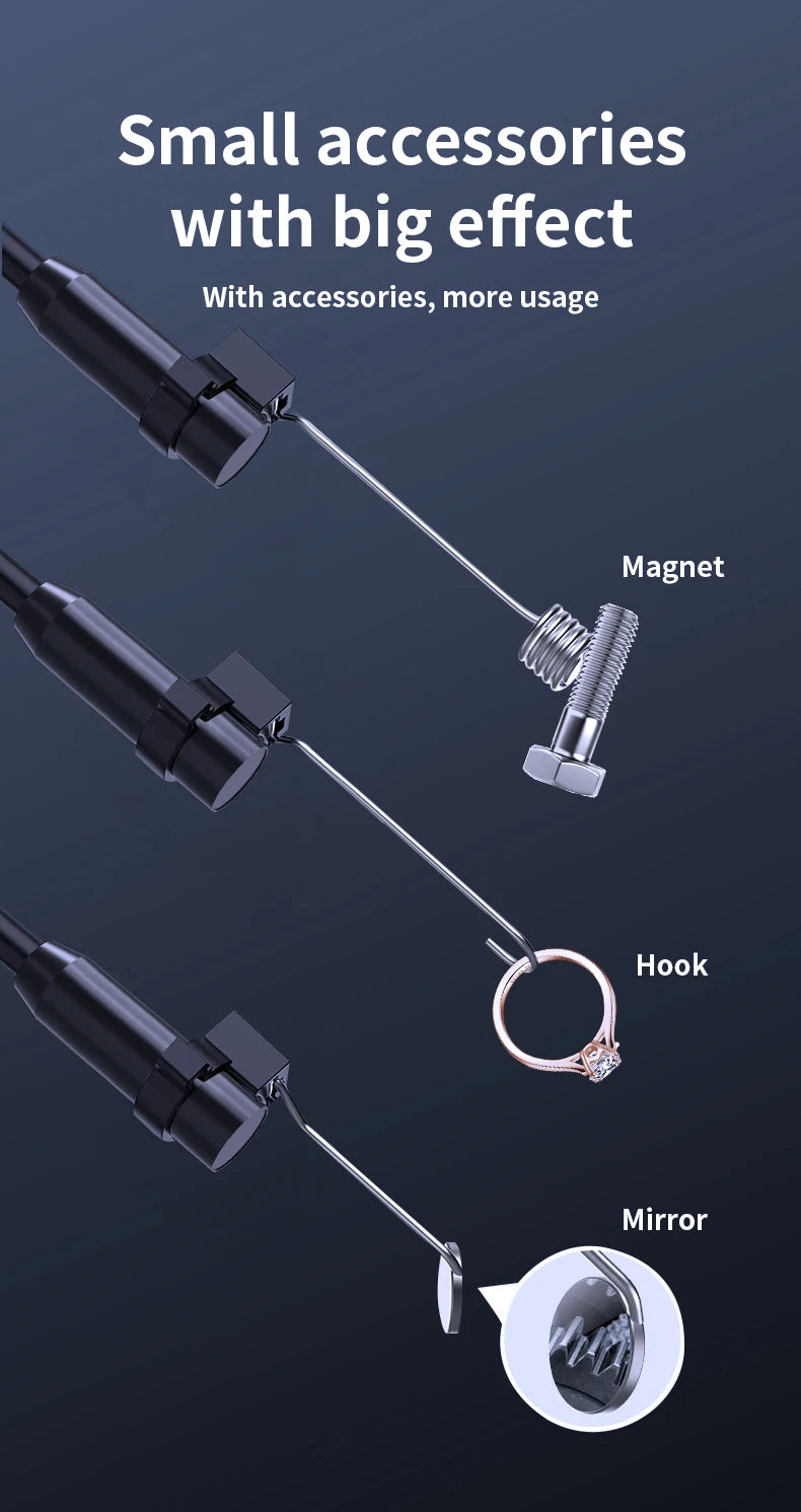 HD Endoscope Inspection Camera | IP67 Waterproof | 8 LED | Type-C & iOS | Car Sewer Pipeline Borescope