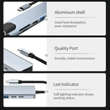 USB C Hub 8In1 7in2 7in1 Type C 3.1 To 4K HDMI Adapter with RJ45 SD/TF Card Reader PD Fast Charge for MacBook Notebook Laptop