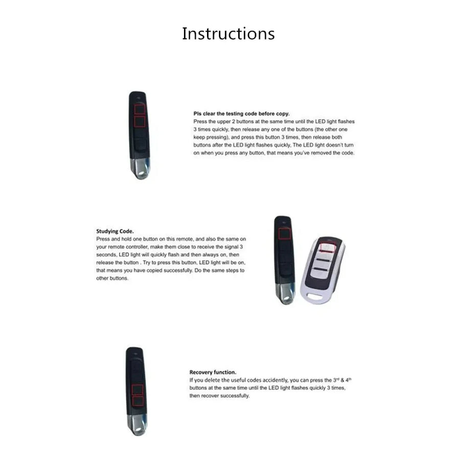 433MHz RF Remote Duplicator | Clone Garage & Gate Remotes | 50-100m Range | 3 Colors