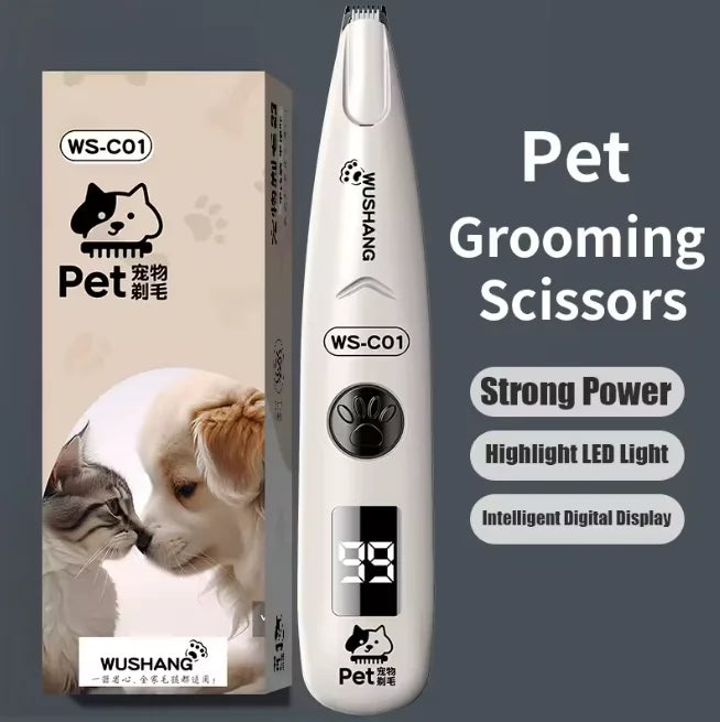 Pet Electric Grooming Trimmer | LED Light | Waterproof | Low Noise | Face, Paw, Ear & Hip | Dogs & Cats