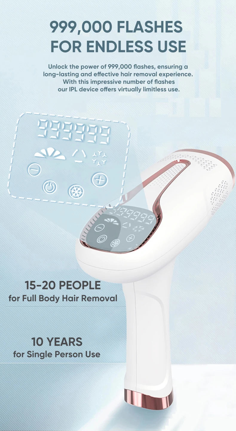 IPL Hair Removal Device | 999,900 Flashes | Painless & Permanent | For Women & Men