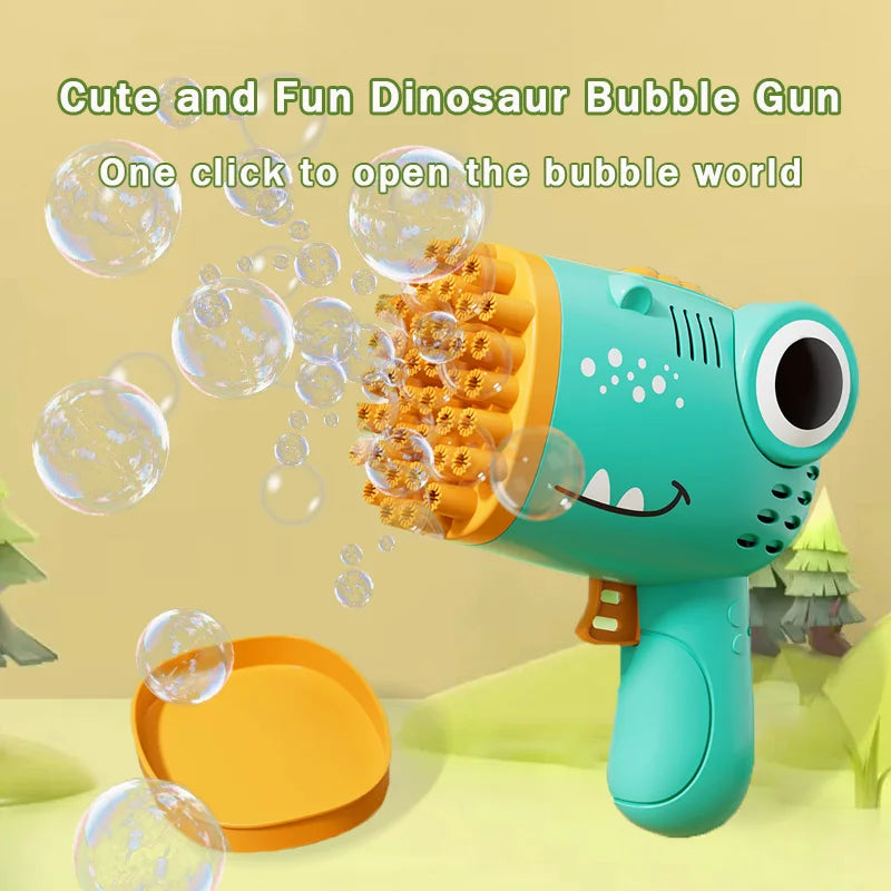 40-Hole Dinosaur Bubble Machine | Electric Handheld Bubble Blaster | Kids Toy