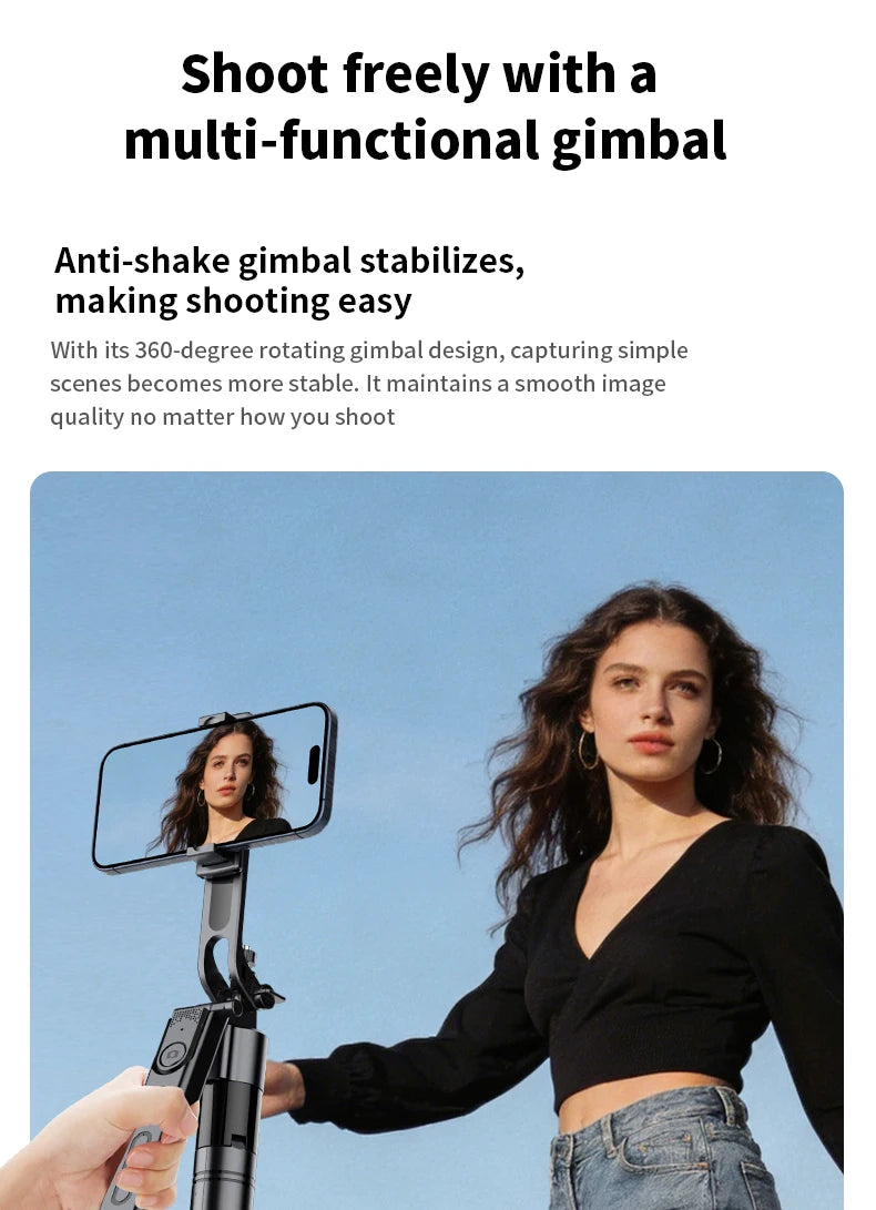 Foldable AI Tracking Gimbal | 360° Auto Rotation Selfie Stick Tripod | For Vlogging