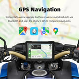 5 Inch Motorcycle Portable GPS Navigation Wireless Carplay Android Auto Display Touch Screen IP67 Waterproof Multimedia Player