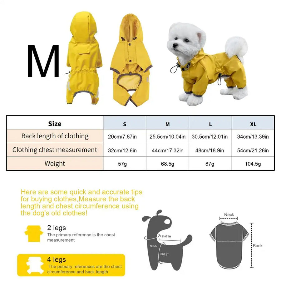 Waterproof Dog Raincoat Adjustable Lightweight Pet Rain Jacket for Small Medium Large Dogs Winter Outdoor Walking Activities