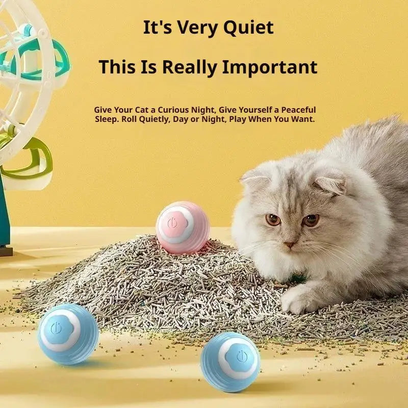 Smart Automatic Cat Toy Ball Interactive Motion Pet Toy For Indoor Cats USB Rechargeable Silent Avoidance Rolling Pet Toy