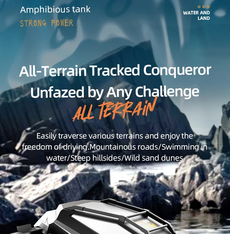 JJRC Q183 RC Tank Amphibious Tracked Tank Remote Control All Terrain Truck Climbing Off-Road Vehicle Waterproof Toy Kid Gifts