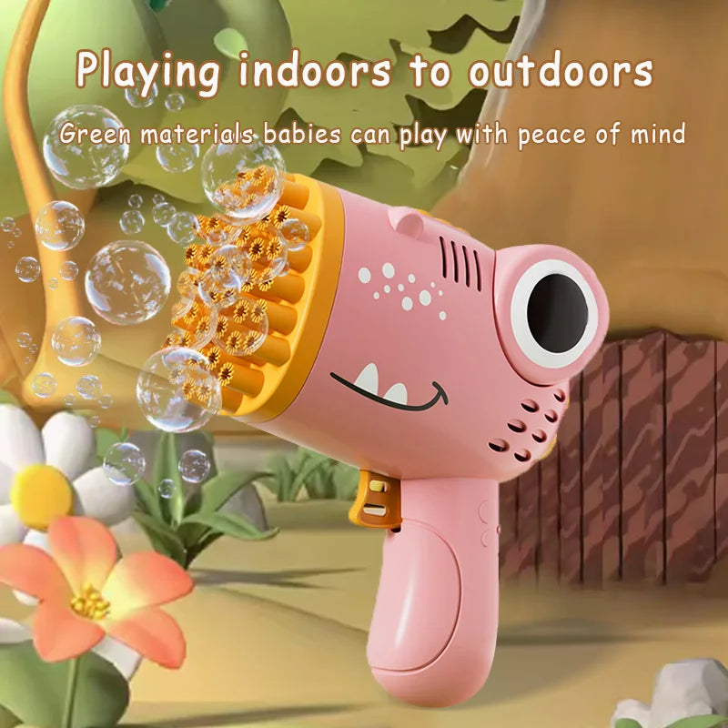 40-Hole Dinosaur Bubble Machine | Electric Handheld Bubble Blaster | Kids Toy