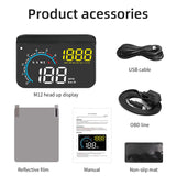 Car Head Up Display OBD + GPS HUD Display Digital GPS Speedometer Water Temp Voltage Fuel Tachometer Speed Alarm Electronic Part