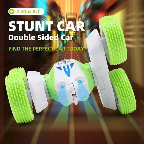 Mini RC Stunt Car GT1 | 2.4GHz Double-Sided | 360° Flip | LED Lights | Kids Gift Toy