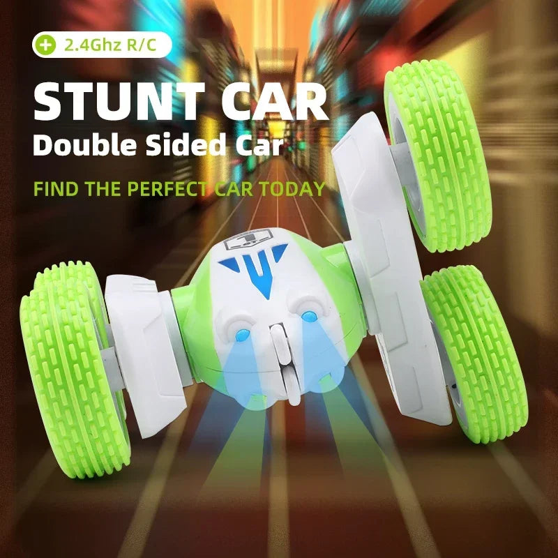 Mini RC Stunt Car GT1 | 2.4GHz Double-Sided | 360° Flip | LED Lights | Kids Gift Toy