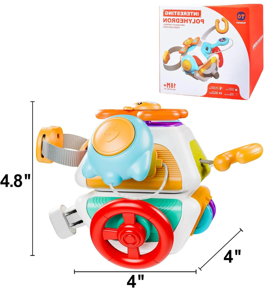 Baby Busy Board Cube Montessori Sensory Toys for Toddler Educational Learning Activities Travel Toy Lock Box Fine Motor Skill