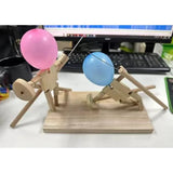 Balloon Bamboo Man Battle Handmade Wooden Fencing Puppets Wooden Bots Battle Game Two-Player Fast-Paced Balloon Battle Game