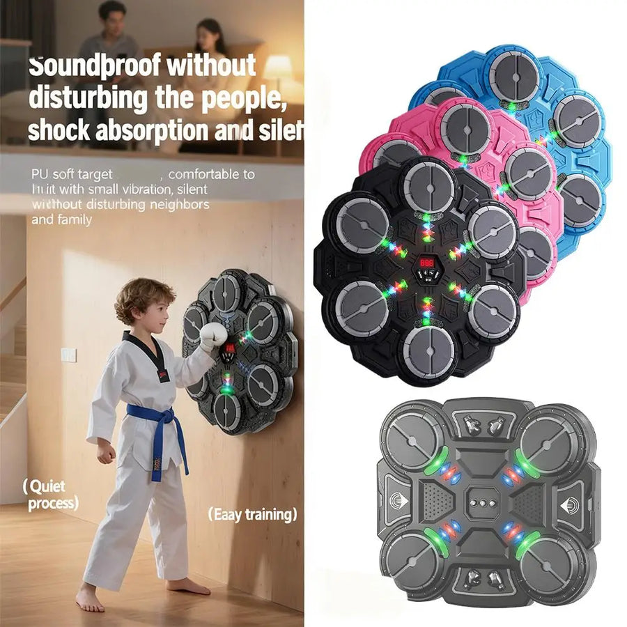 Smart Music Boxing Machine | Wall-Mounted | Bluetooth | LED Lights | 9 Speeds | Kids & Adults