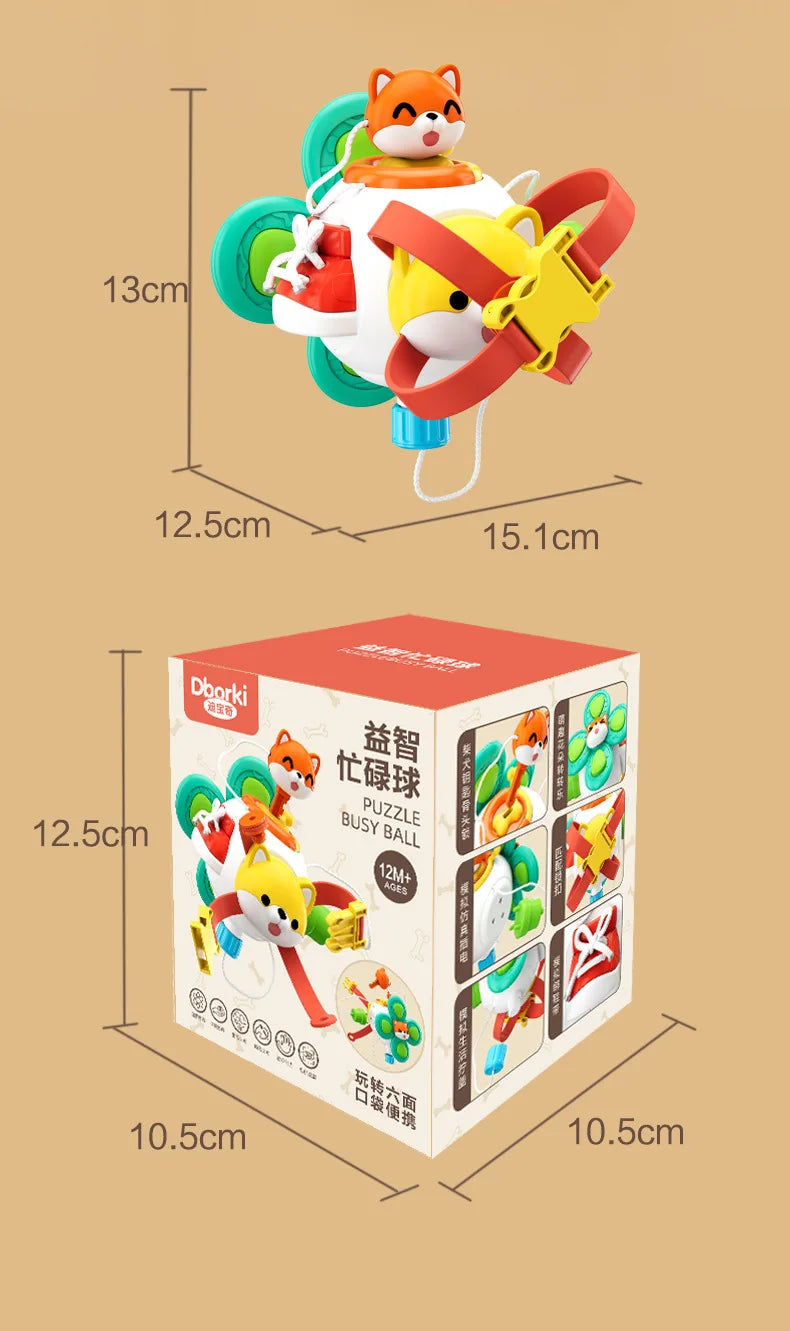 Baby Busy Board Cube Montessori Sensory Toys for Toddler Educational Learning Activities Travel Toy Lock Box Fine Motor Skill
