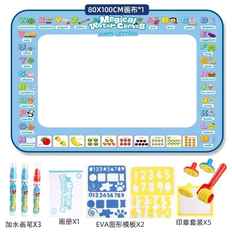 Magic Water Drawing Mat | 100x80cm Reusable | Montessori Painting Board | Educational Kids Toy