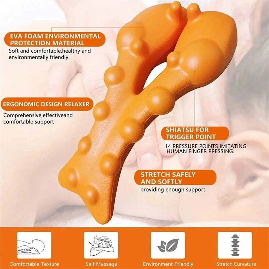 Cervical Neck Stretcher & Shoulder Massager | Trigger Point Relief | Portable Device