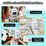 58mm Mini Portable Thermal Printer | Wireless Bluetooth | Photos, Labels & QR Codes | 200DPI | Pink & Blue