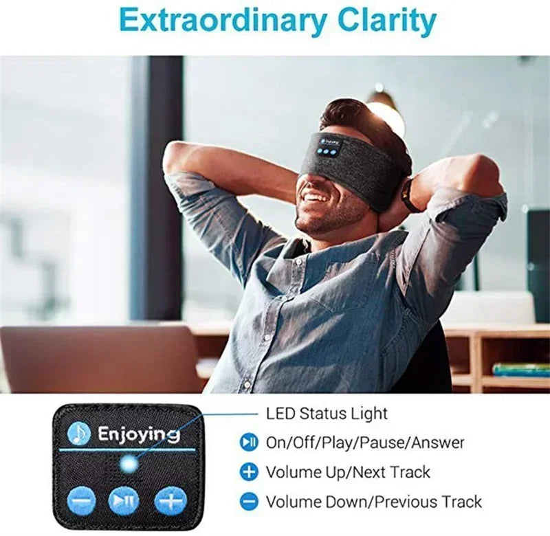 Wireless Bluetooth Headband Earphones Sports Headphones Elastic Headband Music Sleeping Eye Mask Bluetooth Headset