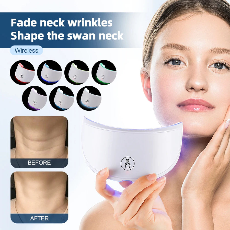 LED Neck Lift Mask | Photon Anti-Wrinkle Skin Tightening | Red & Blue Light Therapy