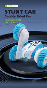 Mini RC Stunt Car GT1 | 2.4GHz Double-Sided | 360° Flip | LED Lights | Kids Gift Toy